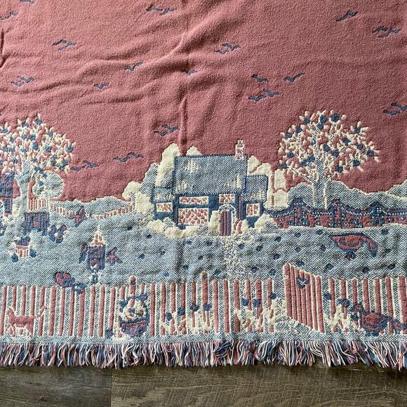 Tapestry Blanket Farm House Animals Pastel Colors 4ft by 5.8ft - Picture 5 of 8